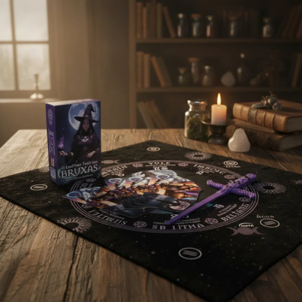 Kit O Legítimo Tarô das Bruxas 78 Cartas + Toalha + Athame