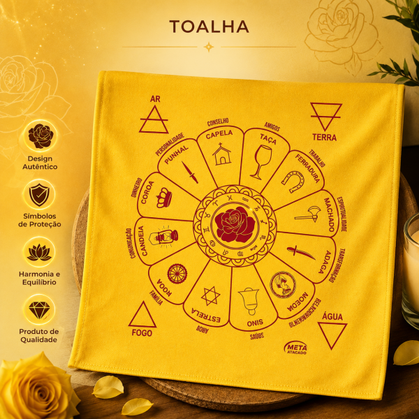 A Legítima Toalha Cigana Para Jogos Cartas 70x70cm Amarela