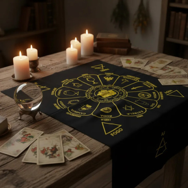 A Legítima Toalha Cigana Para Jogos De Cartas 70x70cm Preta