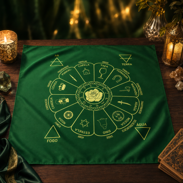 A Legítima Toalha Cigana Esmeralda Para Cartas 70x70cm Verde