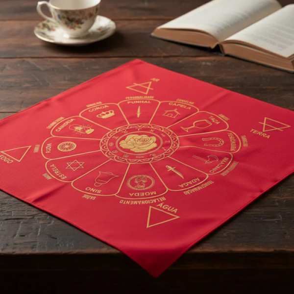 A Legítima Toalha Cigana Para Jogos Cartas 70x70cm Vermelha