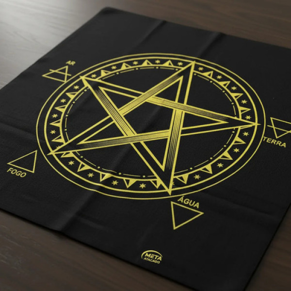 A Legítima Toalha Pentagrama Jogos Cartas 70x70cm Preta/Dour