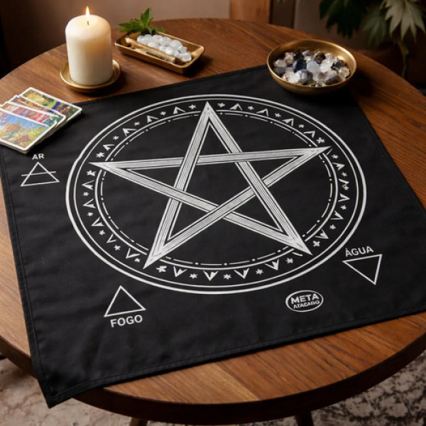 A Legítima Toalha Pentagrama Jogo de Cartas 70x70cm Preta
