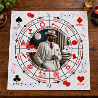 Toalha Tecido Jogo Baralho Leitura Zé Pelintra 70 x 70 cm