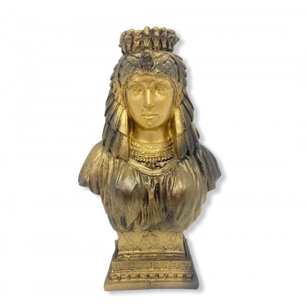 Escultura  Busto de Isis dourada 19 cm em resina 