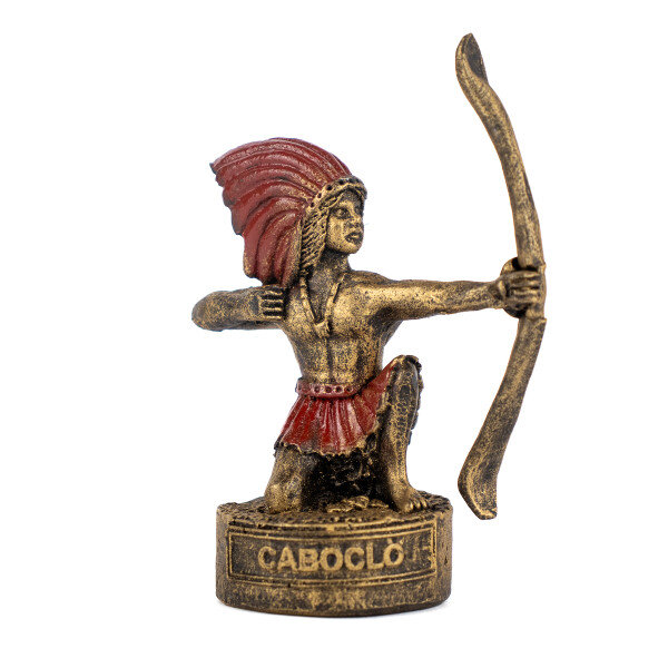 Escultura Caboclo Pena Vermelha Vintage 8 cm Escultura Caboclo Pena Vermelha Vintage 8 cm