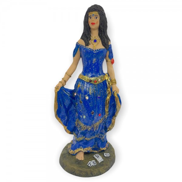 Escultura Cigana Azul Escura 23 cm em resina