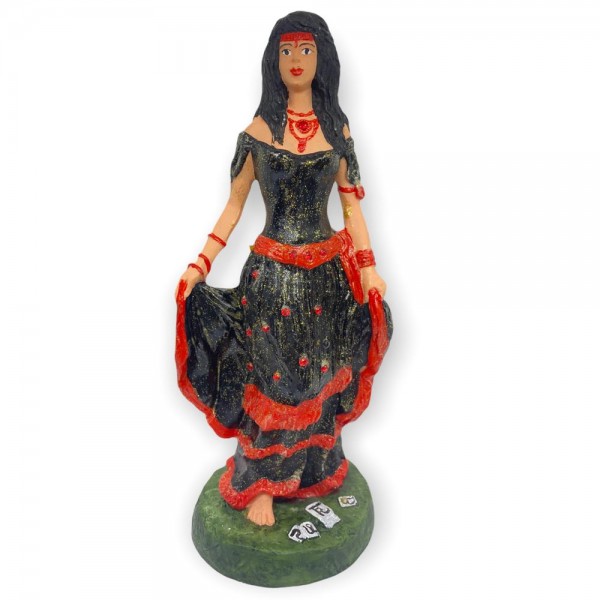 Escultura Cigana Preta e Vermelha 23 cm em resina