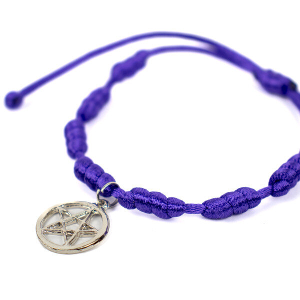 Pulseira Kabbalah 7 Nós Cetim Roxa Bruxa Wicca