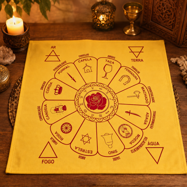 A Legítima Toalha Cigana Para Jogos Cartas 70x70cm Amarela